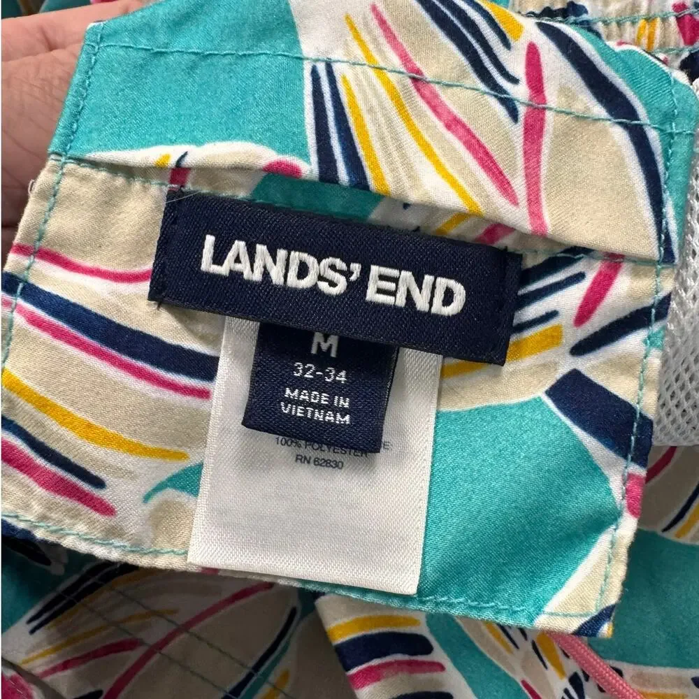 Lands' End Mens Medium 32-34 Seashells Print 100% Polyetser Net Lining Pocket